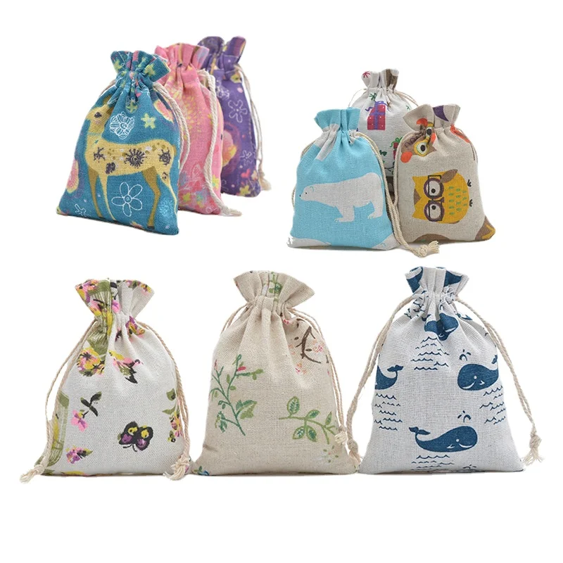 10pcs/lot Red Rose Printing Co - Linen Bag Bulk 评论和价格