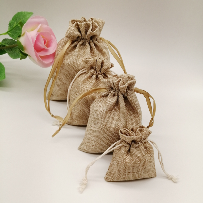 10-1000pcs/lot Jute Linen Bags - Linen Bag Bulk 评论和价格